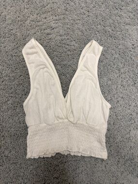 Urban Outfitters White Waist Deep V-Tank Top